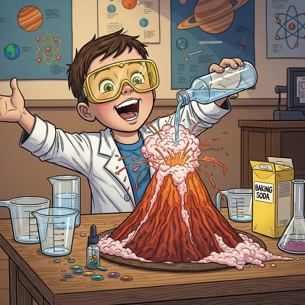 Kid doing explosive science