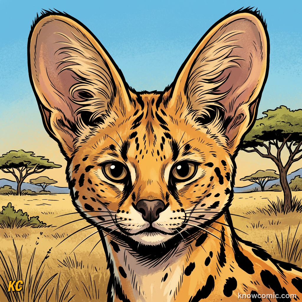 Serval huge ears close-up largest ears relative to body size of any cat