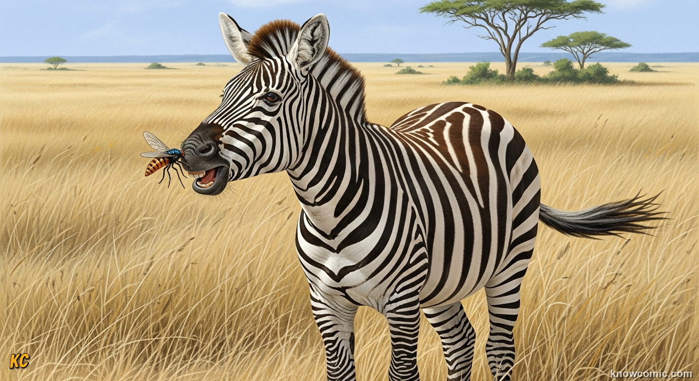 Diagram showing four scientific hypotheses for why zebras evolved black and white stripes