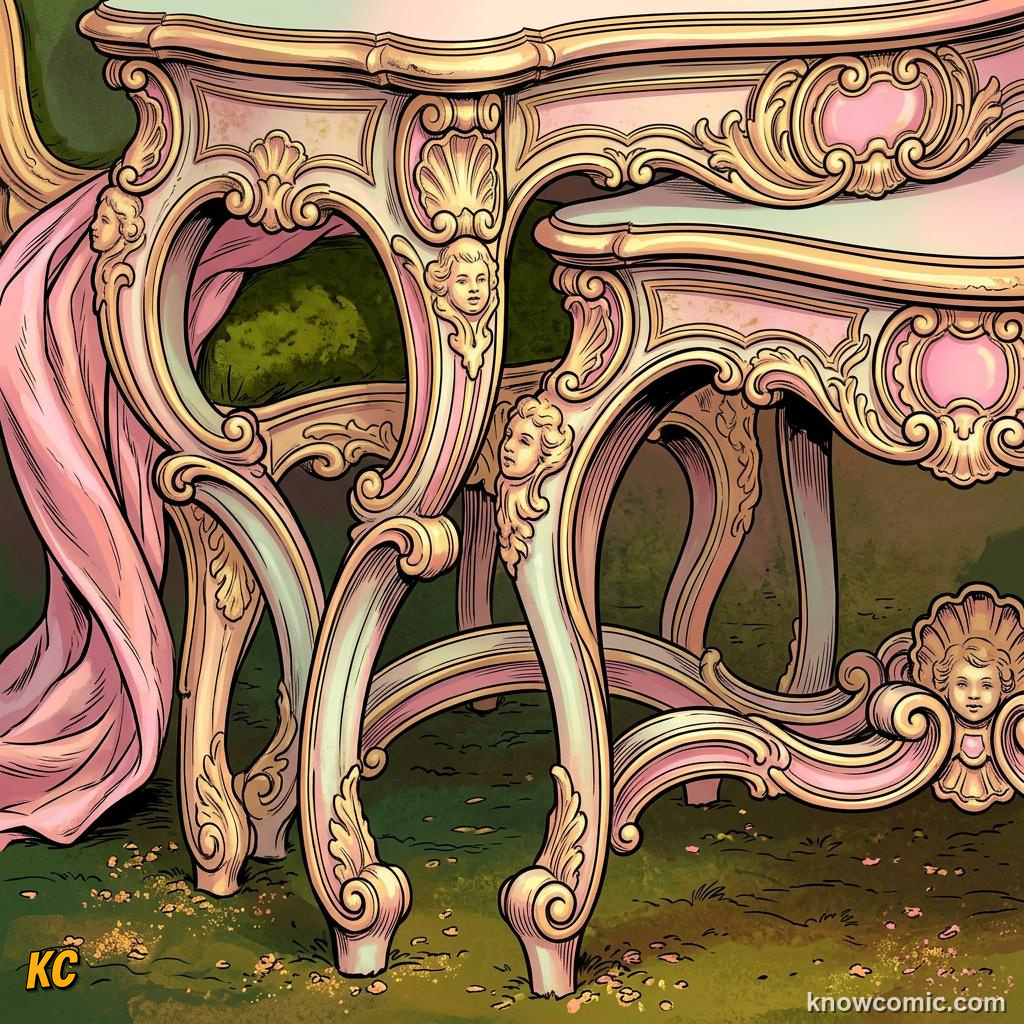 Elegant French aristocrats enjoying music and conversation in a Rococo salon