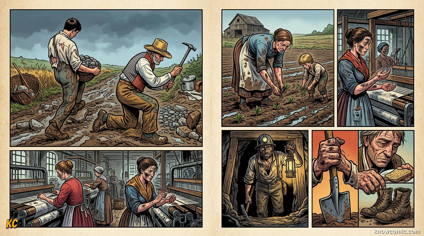 A Realist painting showing ordinary workers and rural life painted honestly without romantic glow