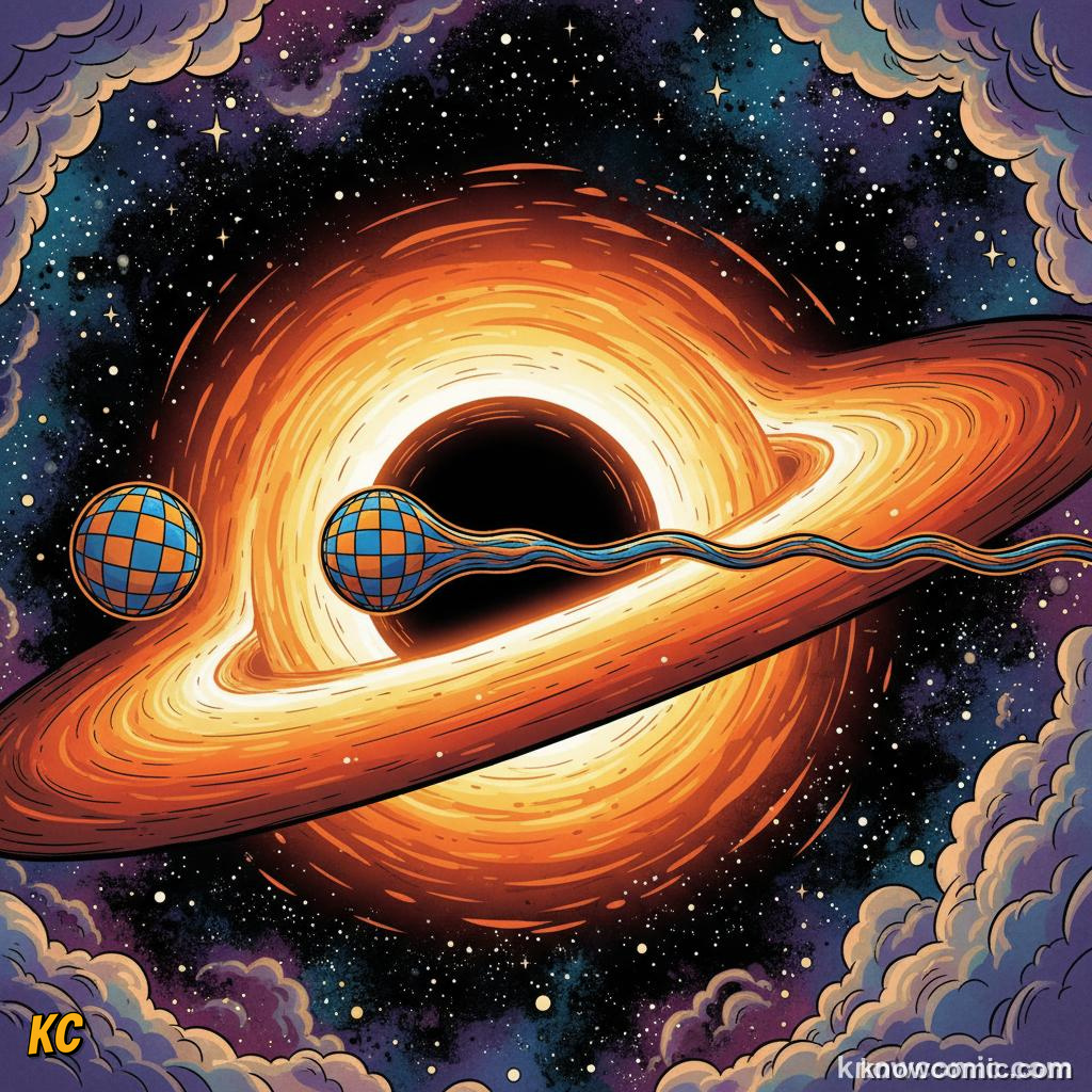Time dilation near a black hole showing clocks running extremely slowly in intense gravity
