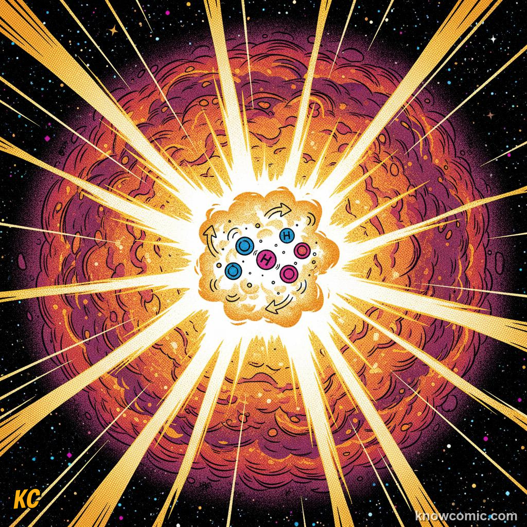 Nuclear fusion igniting inside a protostar as hydrogen atoms fuse into helium at millions of degrees