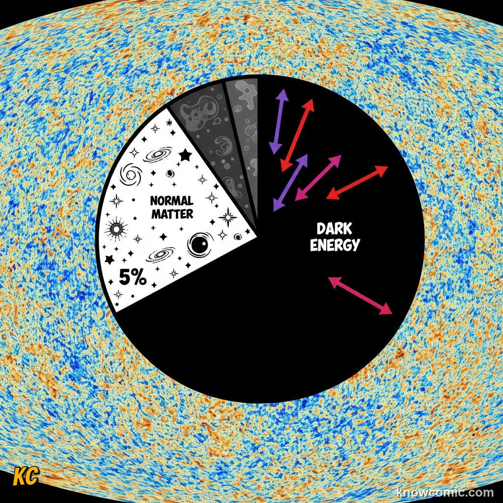 CMB data showing the universe composition of dark energy, dark matter, and ordinary matter