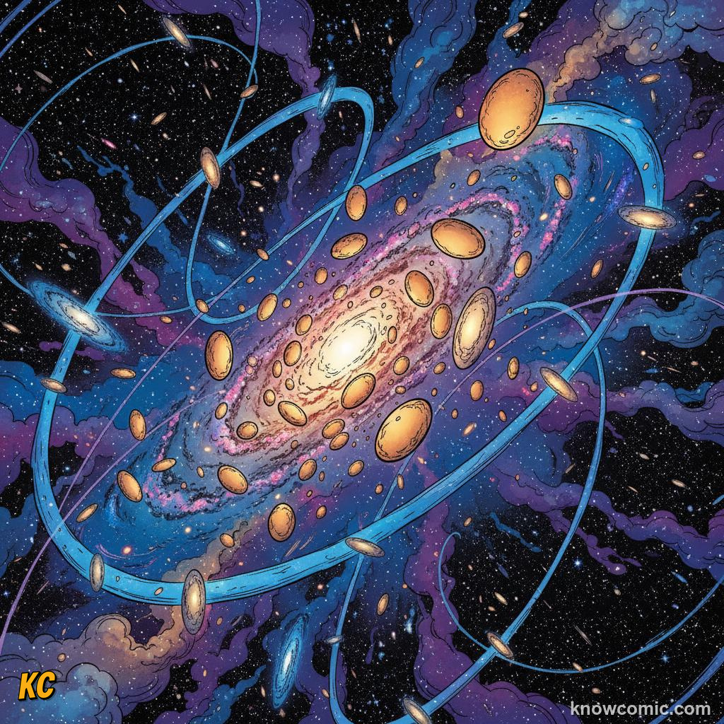 Gravitational lensing distorting light from background galaxies to reveal hidden dark matter mass