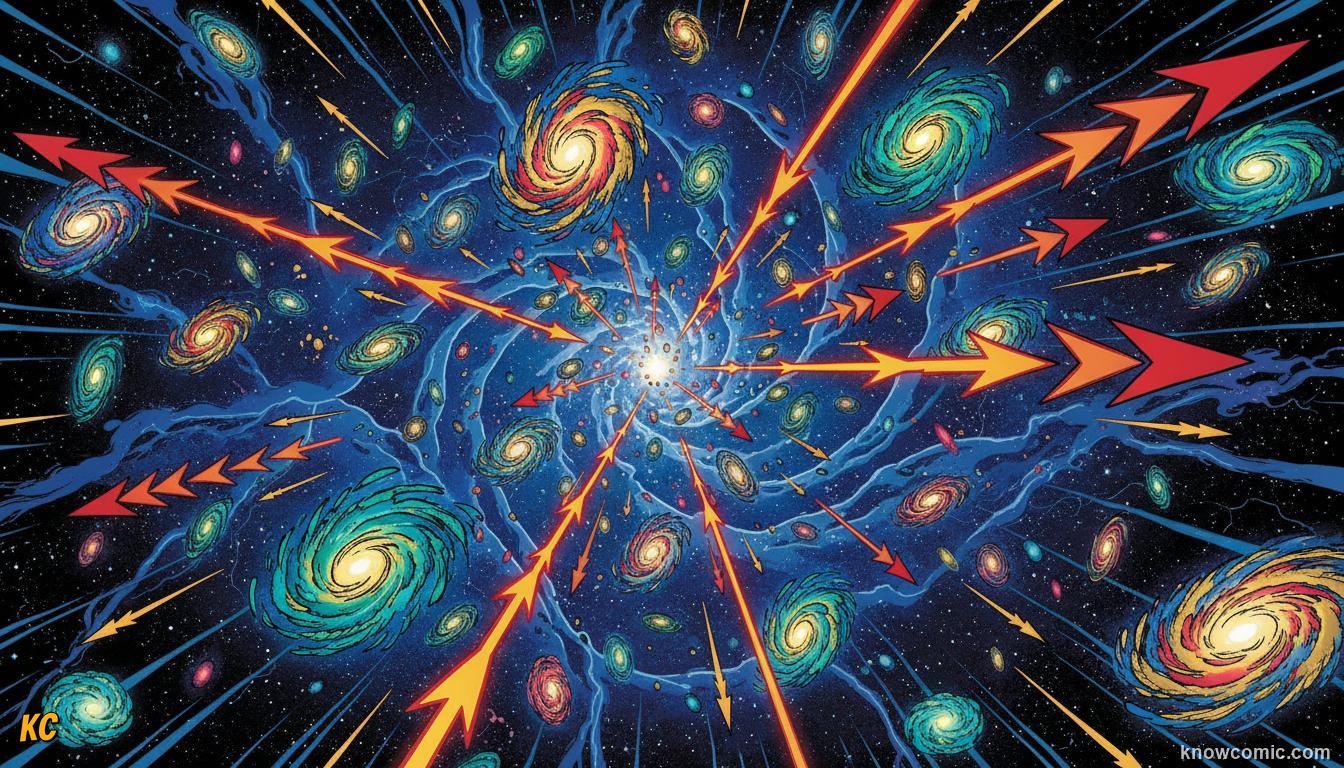 The universe expanding in all directions as dark energy pushes galaxies apart faster and faster