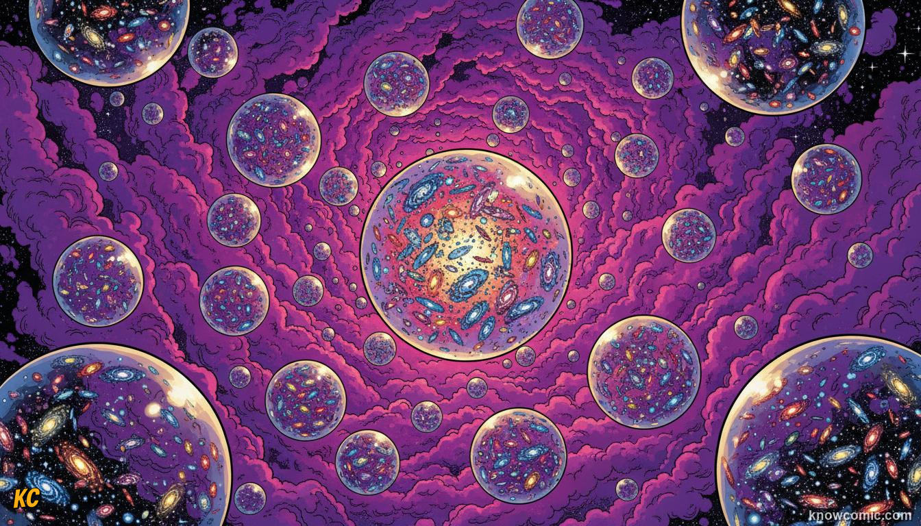 Eternal inflation creating a multiverse of bubble universes each with potentially different physics