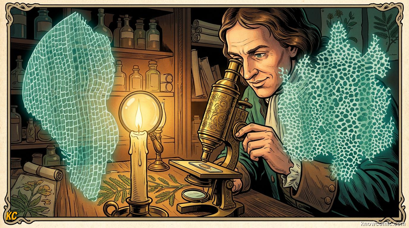Comic panel about the magic of cells: The Hook, educational kids illustration