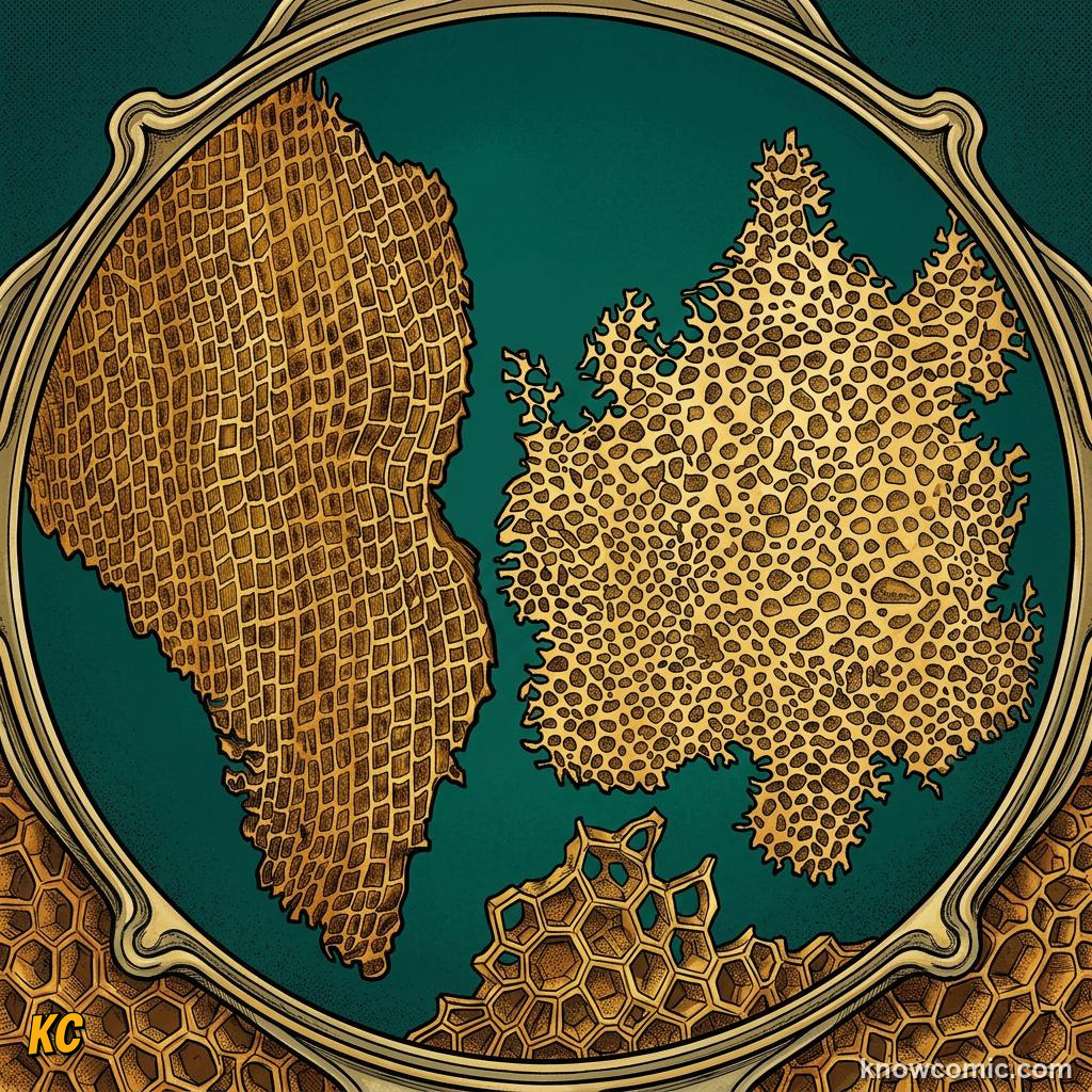 Comic panel about the magic of cells: First Glimpse, educational kids illustration