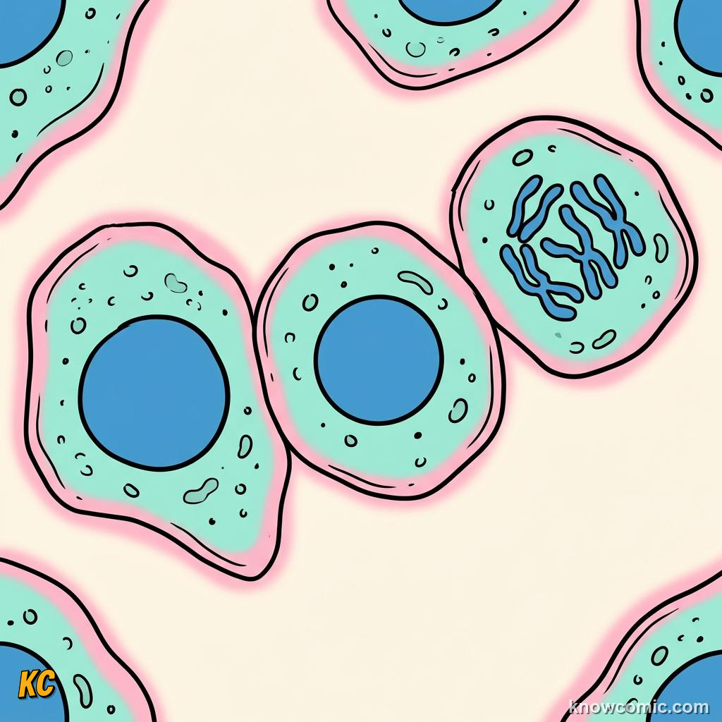 Comic panel about the magic of cells: Micrographia, educational kids illustration