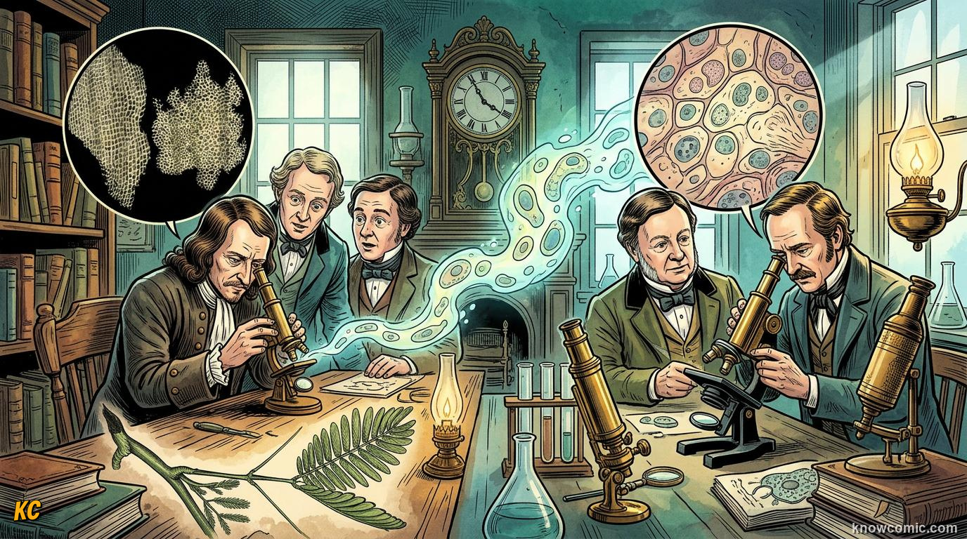 Comic panel about the magic of cells: Micro Factories, educational kids illustration