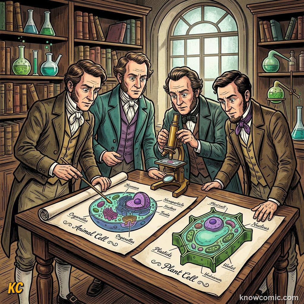 Comic panel about the magic of cells: Control Centre, educational kids illustration
