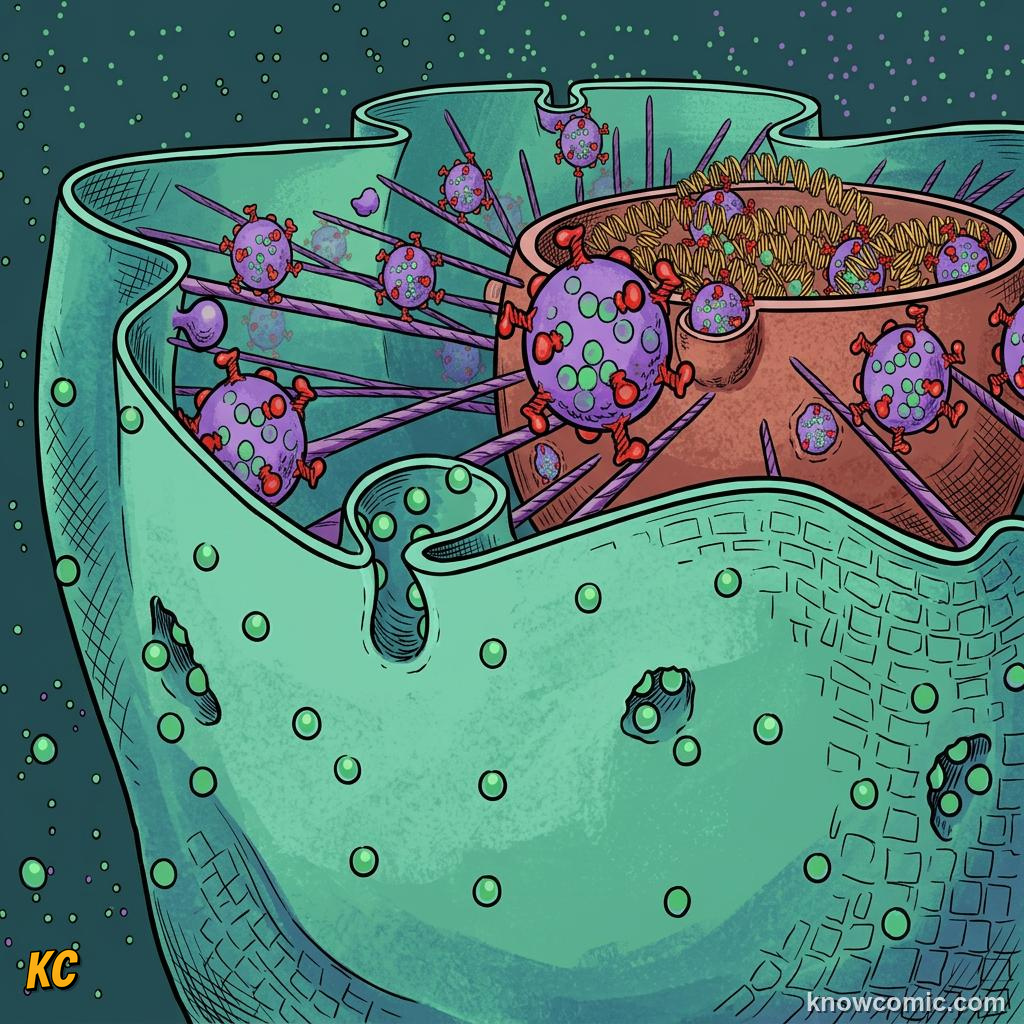 Comic panel about rough er: network: Nuclear Link, educational kids illustration