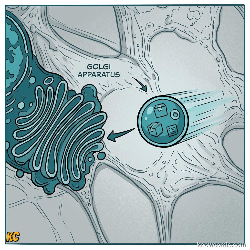 Comic panel about rough er: network: Smooth Er: No Ribosomes, educational kids illustration