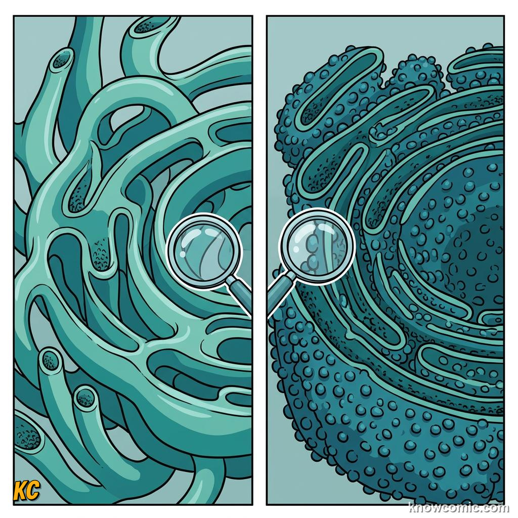 Comic panel about smooth er: liver: Smooth Membranes, Big Jobs, No Ribosomes, educational kids illustration