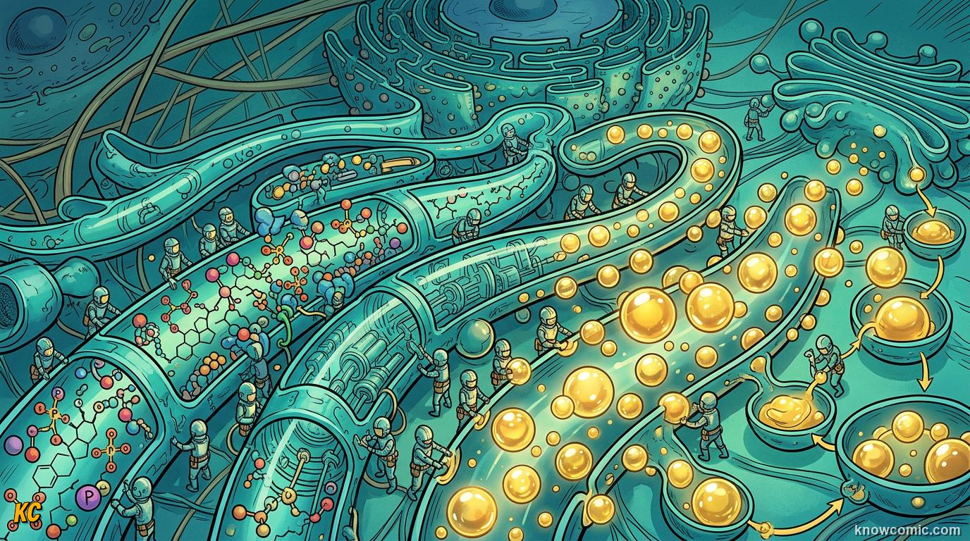 Comic panel about smooth er: liver: Lipid Factory, educational kids illustration