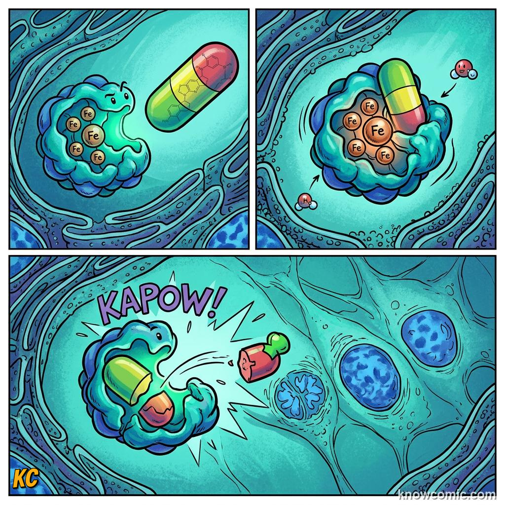 Comic panel about smooth er: liver: Enzymes, educational kids illustration