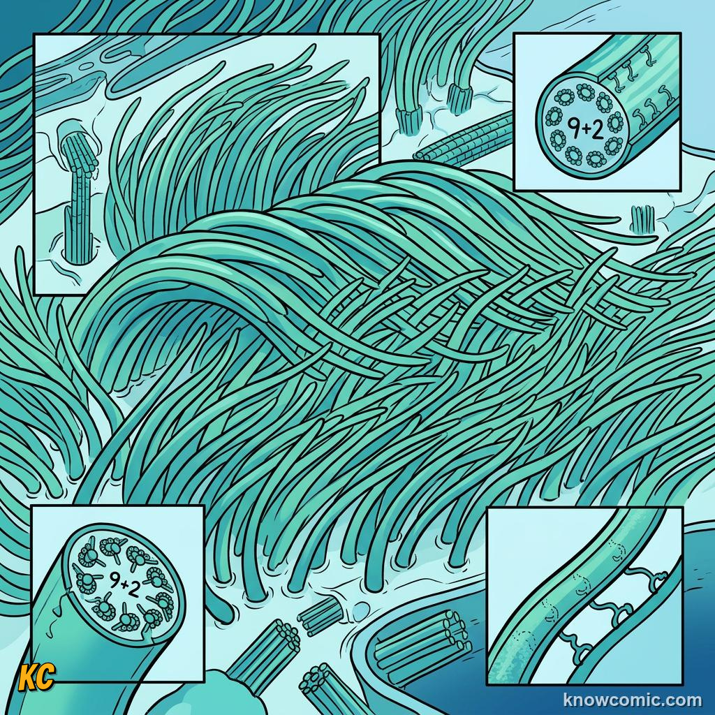 Comic panel about cytoskeleton: skyscraper: Muscle, educational kids illustration