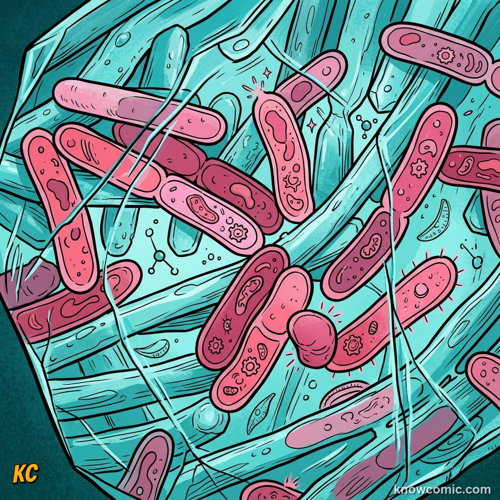 Comic panel about prokaryotic pioneers: Tiny But Tough, educational kids illustration