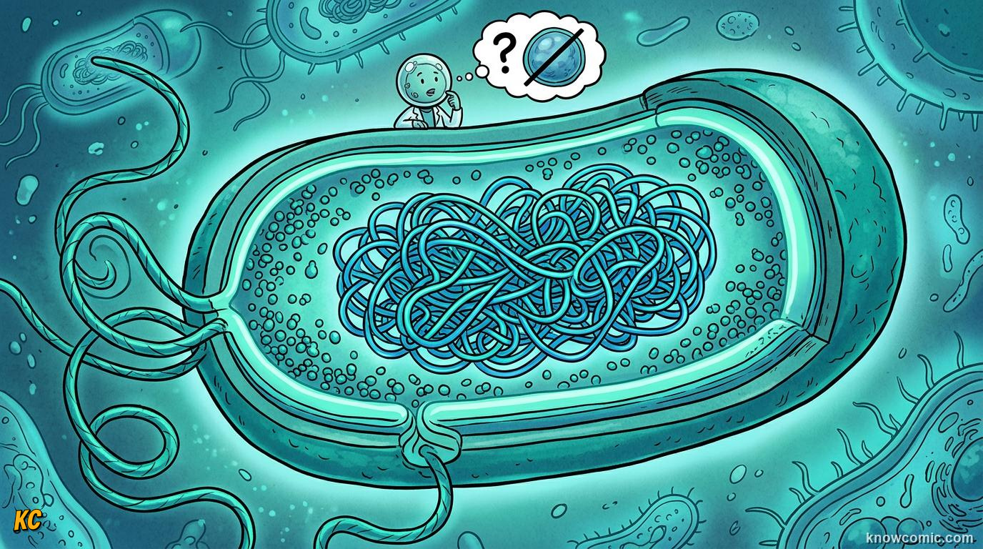 Comic panel about prokaryotic pioneers: Simple Design, educational kids illustration