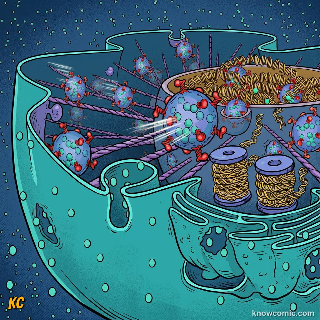 Comic panel about the eukaryotic upgrade: Double Wall, educational kids illustration