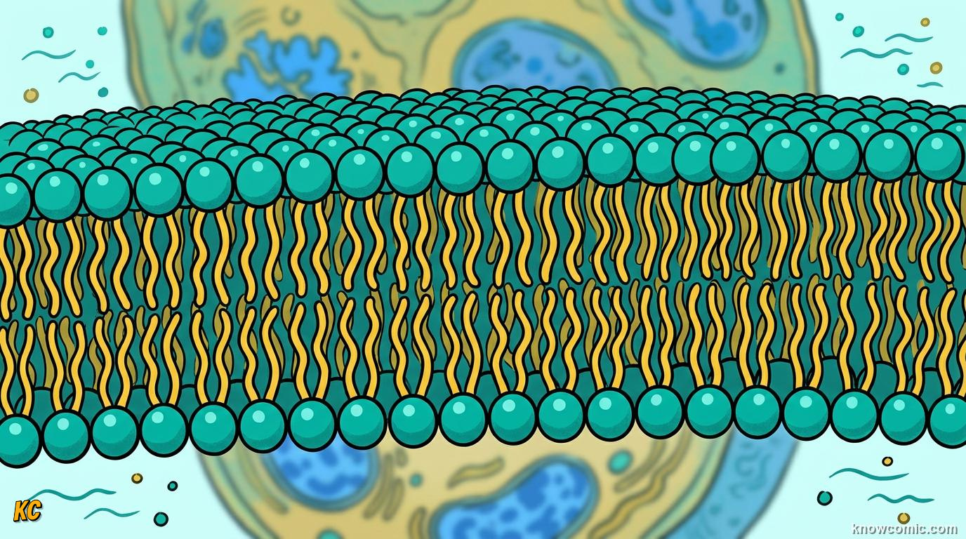 Comic panel about membrane: the guard: Double Layer, educational kids illustration