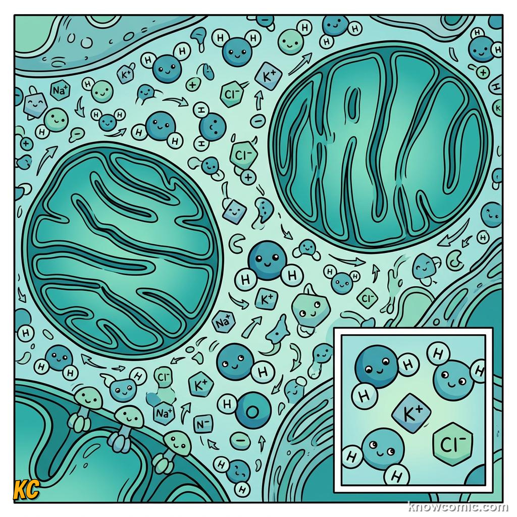Comic panel about cytoplasm: the soup: Two Parts, educational kids illustration