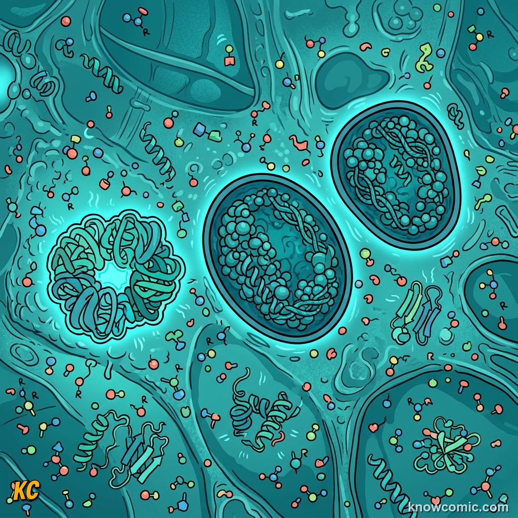 Comic panel about cytoplasm: the soup: Minerals, educational kids illustration
