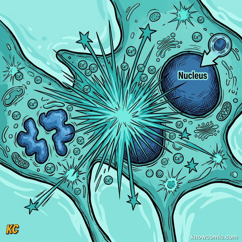 Comic panel about cytoplasm: the soup: Reactions, educational kids illustration
