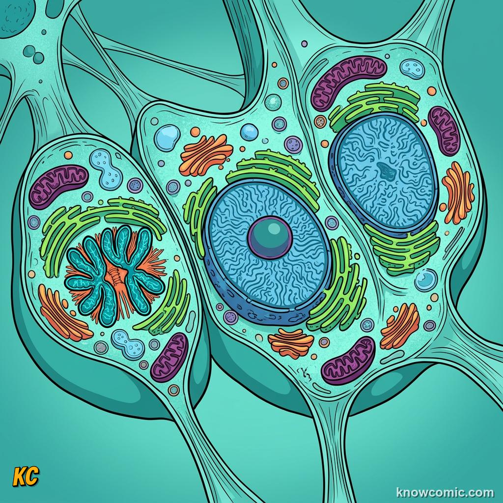 Comic panel about cytoplasm: the soup: Cytoplasm Keeps Life Running, Dynamic Gel, educational kids illustration