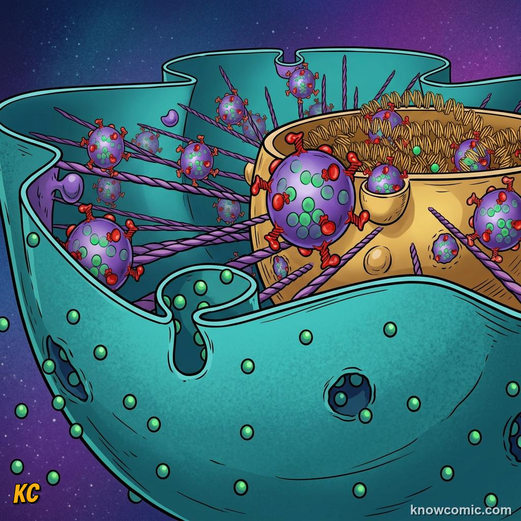 Comic panel about the nucleus: brain: Meet The Nucleus, Eukaryotes, educational kids illustration