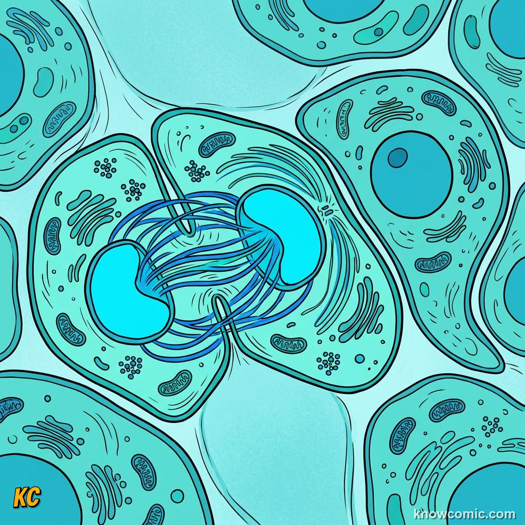 Comic panel about the nucleus: brain: Nucleolus, educational kids illustration