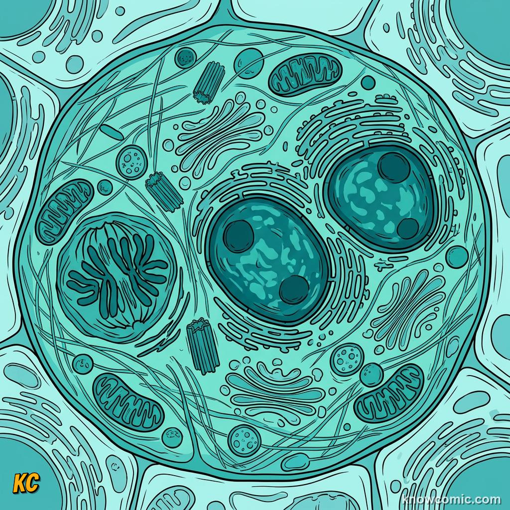 Comic panel about chloroplasts: sun trap: Why Green, educational kids illustration