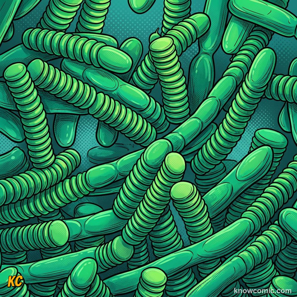 Comic panel about chloroplasts: sun trap: Grana, educational kids illustration