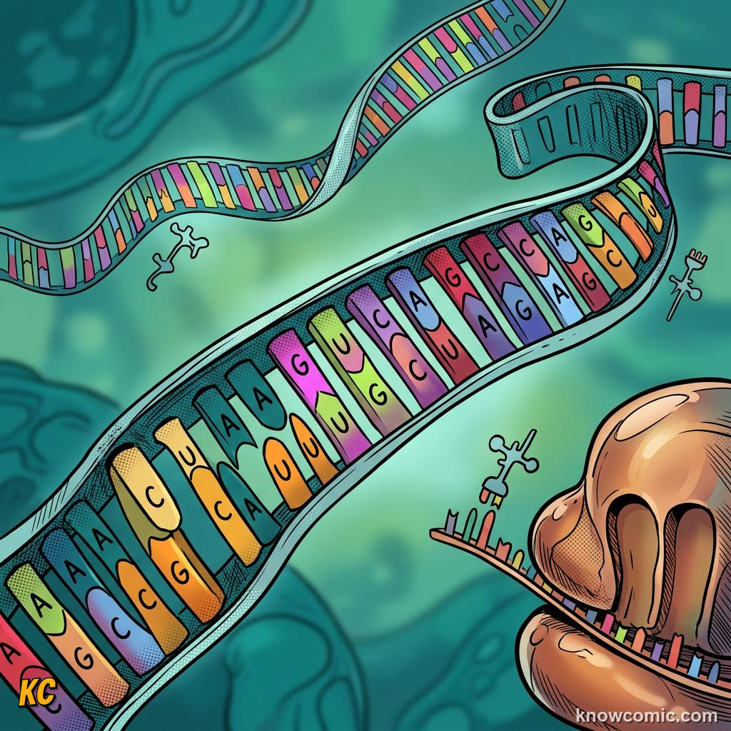 Comic panel about ribosomes: factory: Tiny Factories, Huge Impact, Size, educational kids illustration