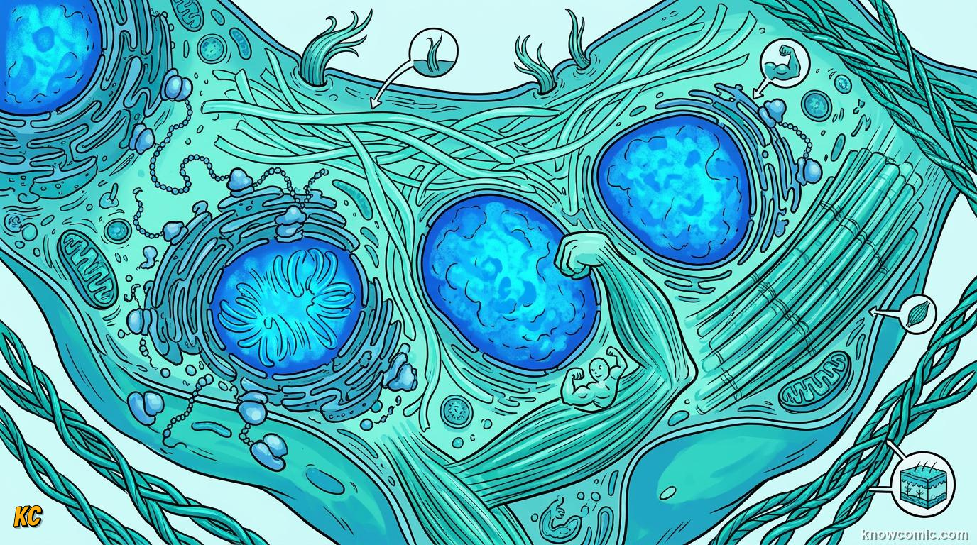 Comic panel about ribosomes: factory: Nonstop Work, educational kids illustration