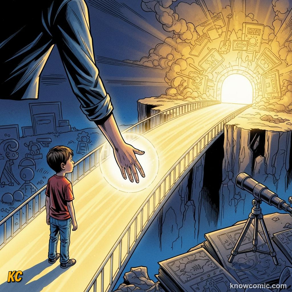 Comic illustration of Vygotsky's Zone of Proximal Development — learning gap bridged by teacher or parent guidance