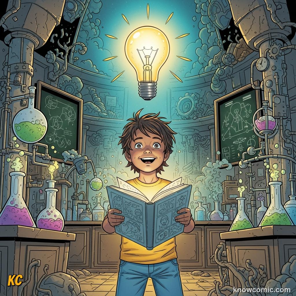 Comic illustration of a confident learner who has truly understood and remembered a lesson from a comic