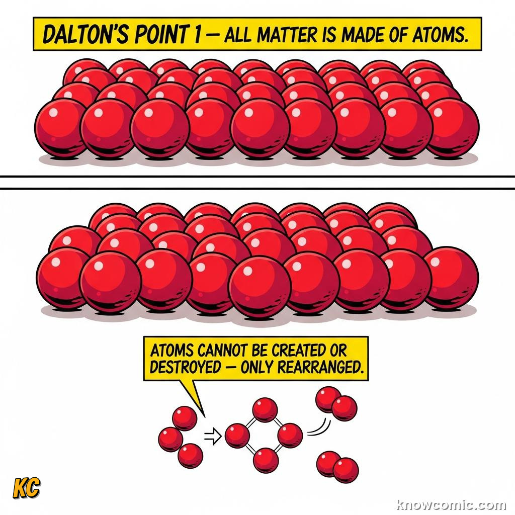 JOHN DALTON, 1803: comic illustration from Topic 01: The Atomic Idea