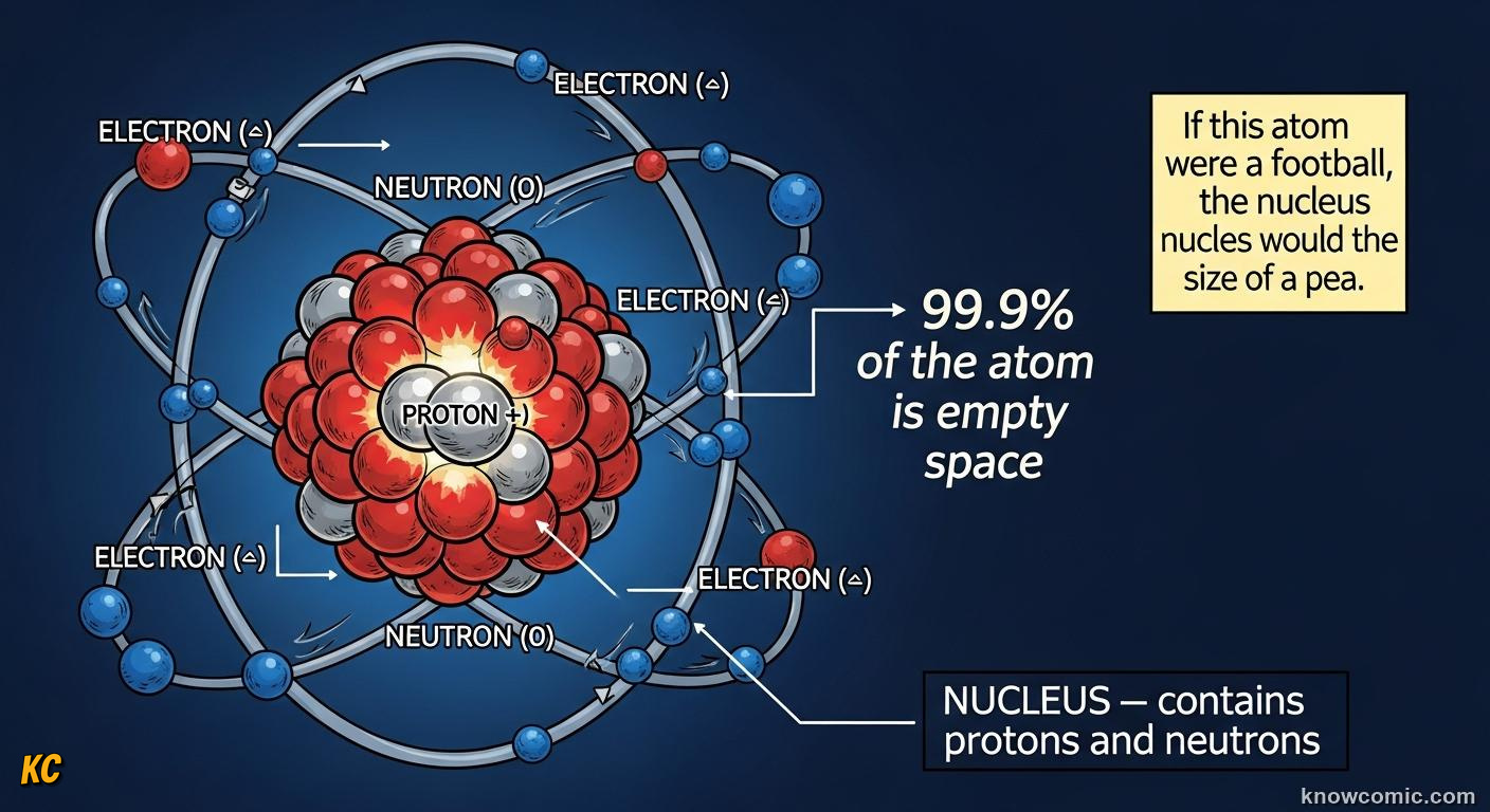 INSIDE THE ATOM: comic illustration from Topic 01: The Atomic Idea