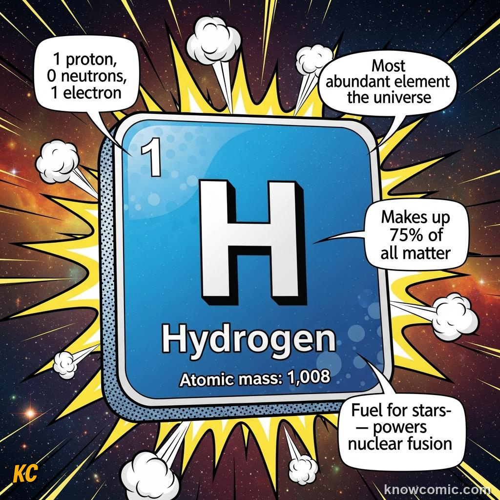 THE PERIODIC TABLE OF ELEMENTS: comic illustration from Topic 01: The Atomic Idea