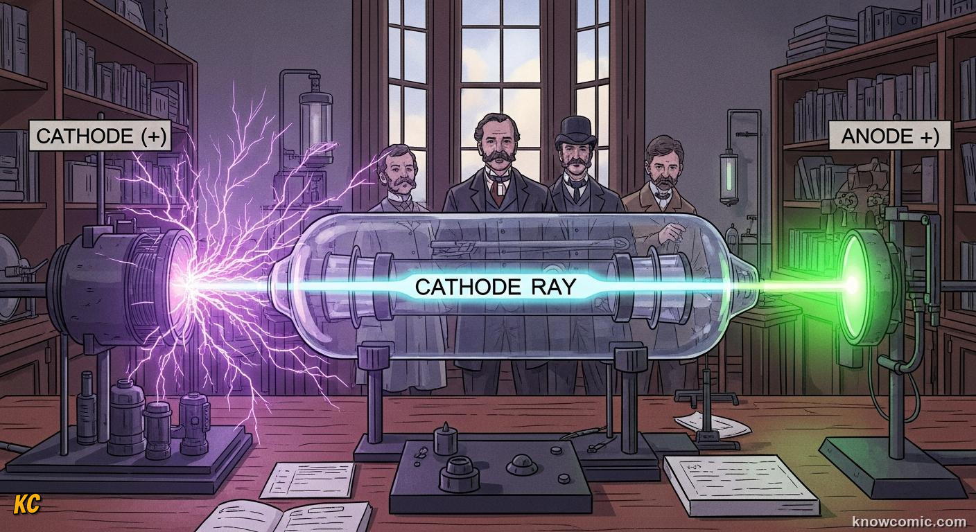 THE MYSTERY OF CATHODE RAYS: comic illustration from Topic 02: Discovering Electrons