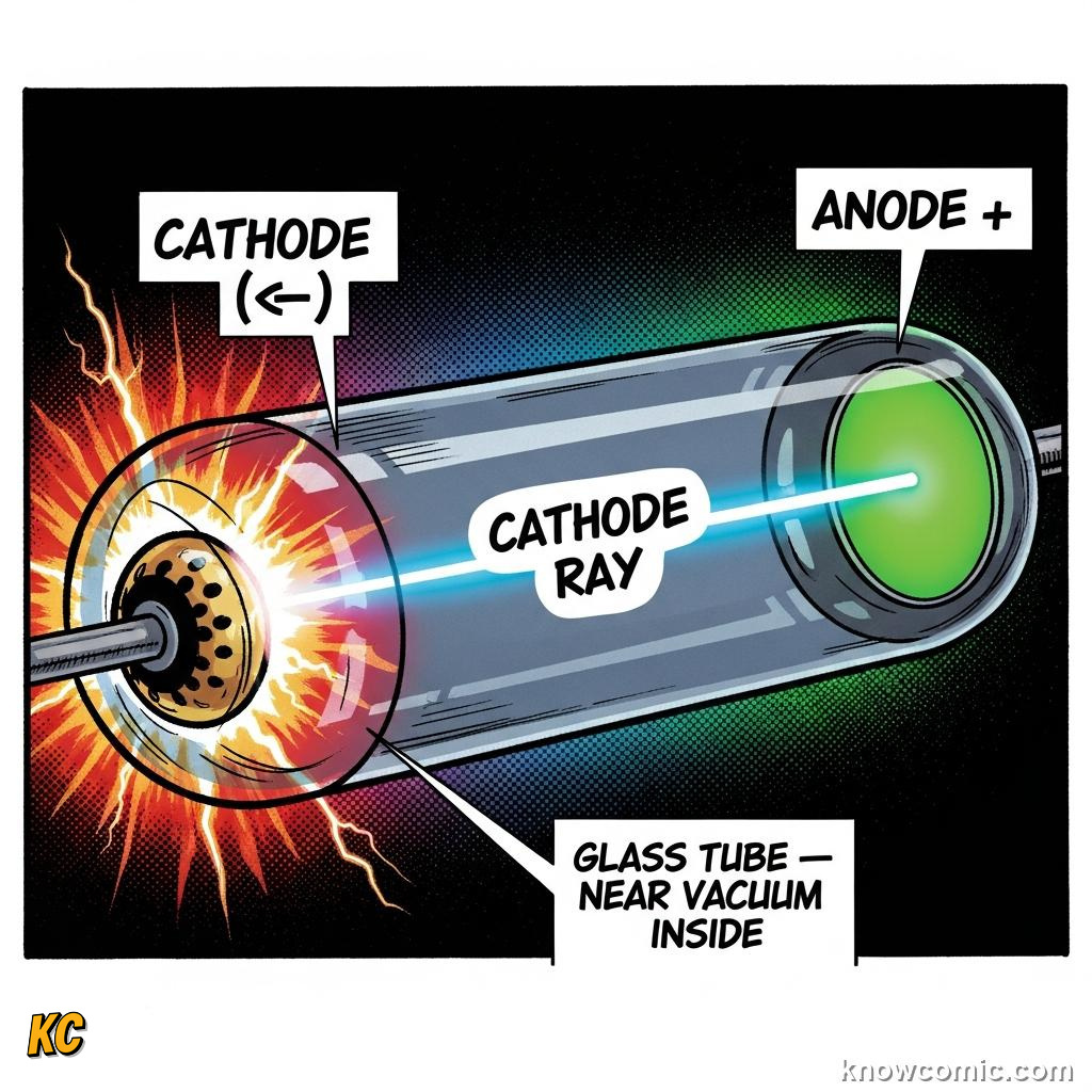 WHAT ARE CATHODE RAYS?: comic illustration from Topic 02: Discovering Electrons