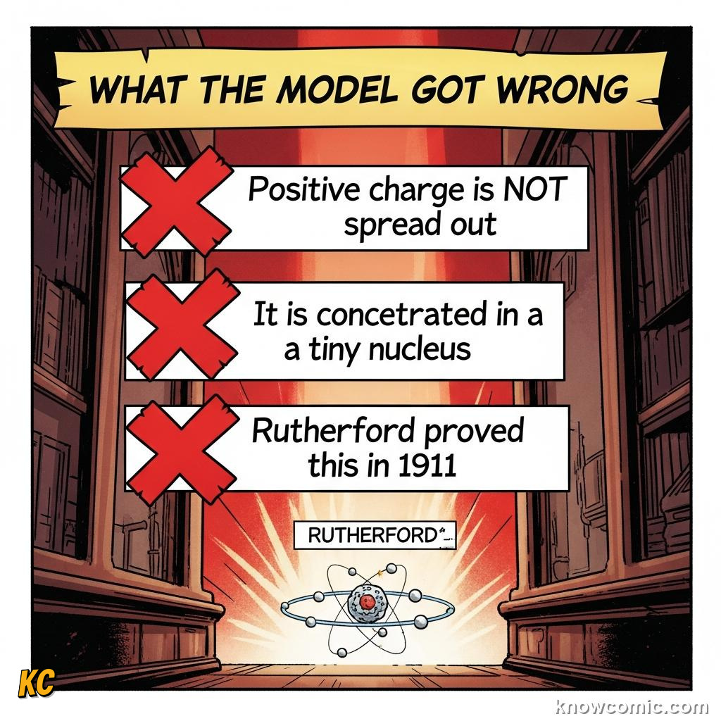 THE PLUM PUDDING MODEL: comic illustration from Topic 02: Discovering Electrons