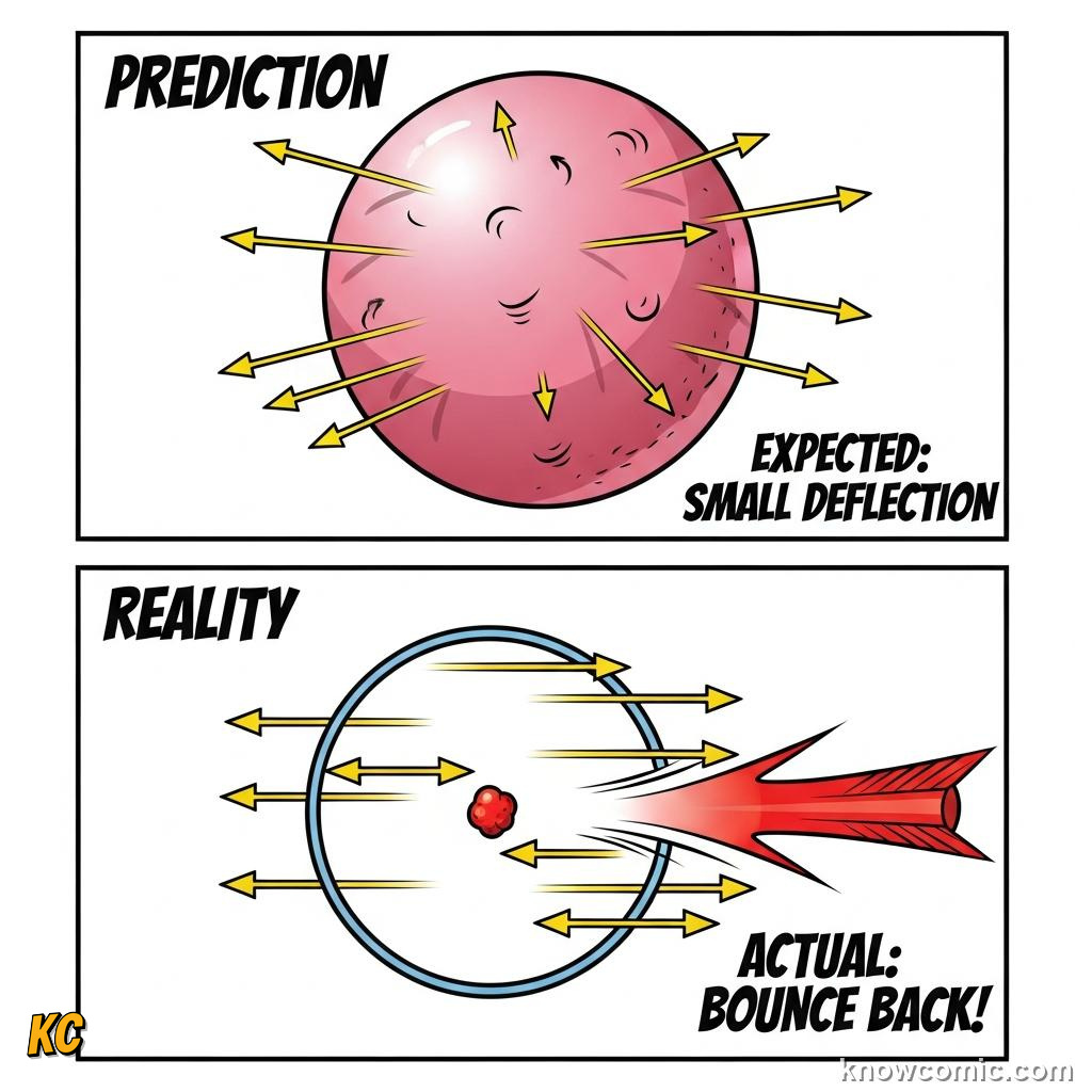 WHEN THE PUDDING MODEL WOBBLED: comic illustration from Topic 03: The Nuclear Atom