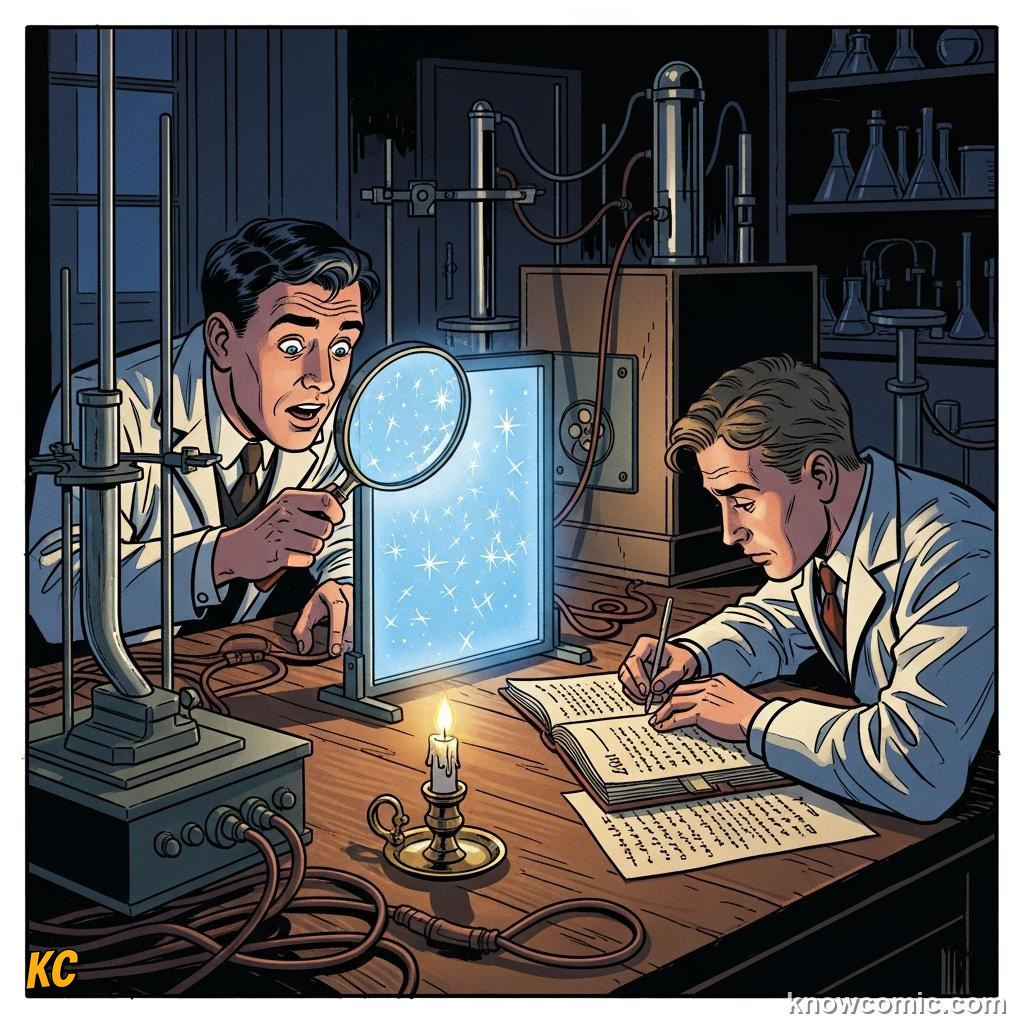 THE GOLD FOIL EXPERIMENT: comic illustration from Topic 03: The Nuclear Atom