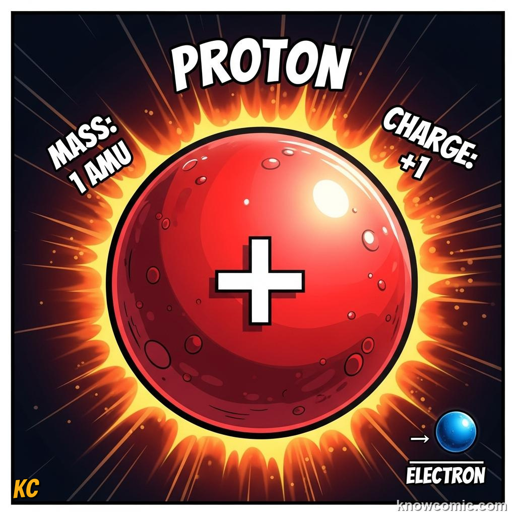 WHAT IS INSIDE THE NUCLEUS?: comic illustration from Topic 03: The Nuclear Atom