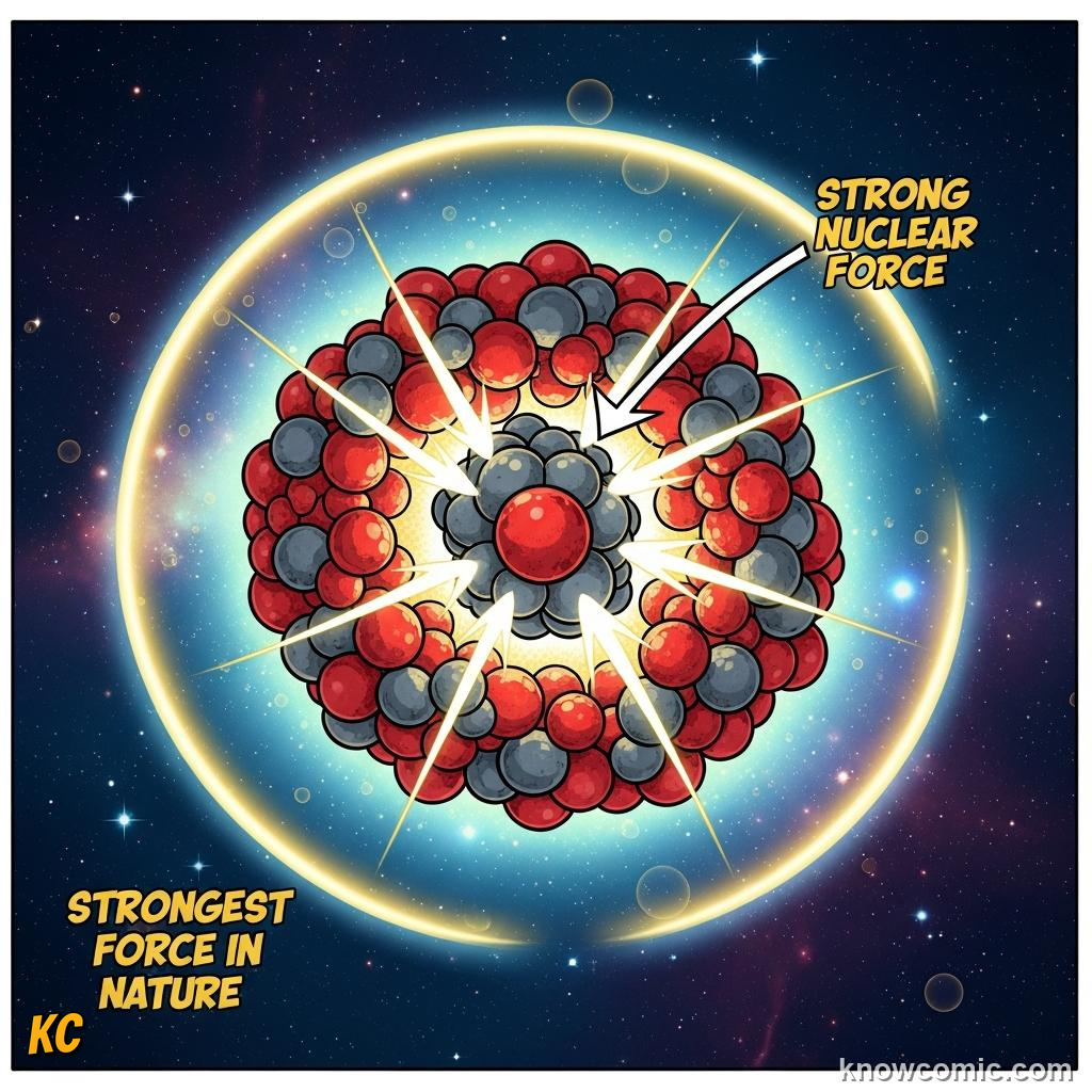 WHAT IS INSIDE THE NUCLEUS?: comic illustration from Topic 03: The Nuclear Atom