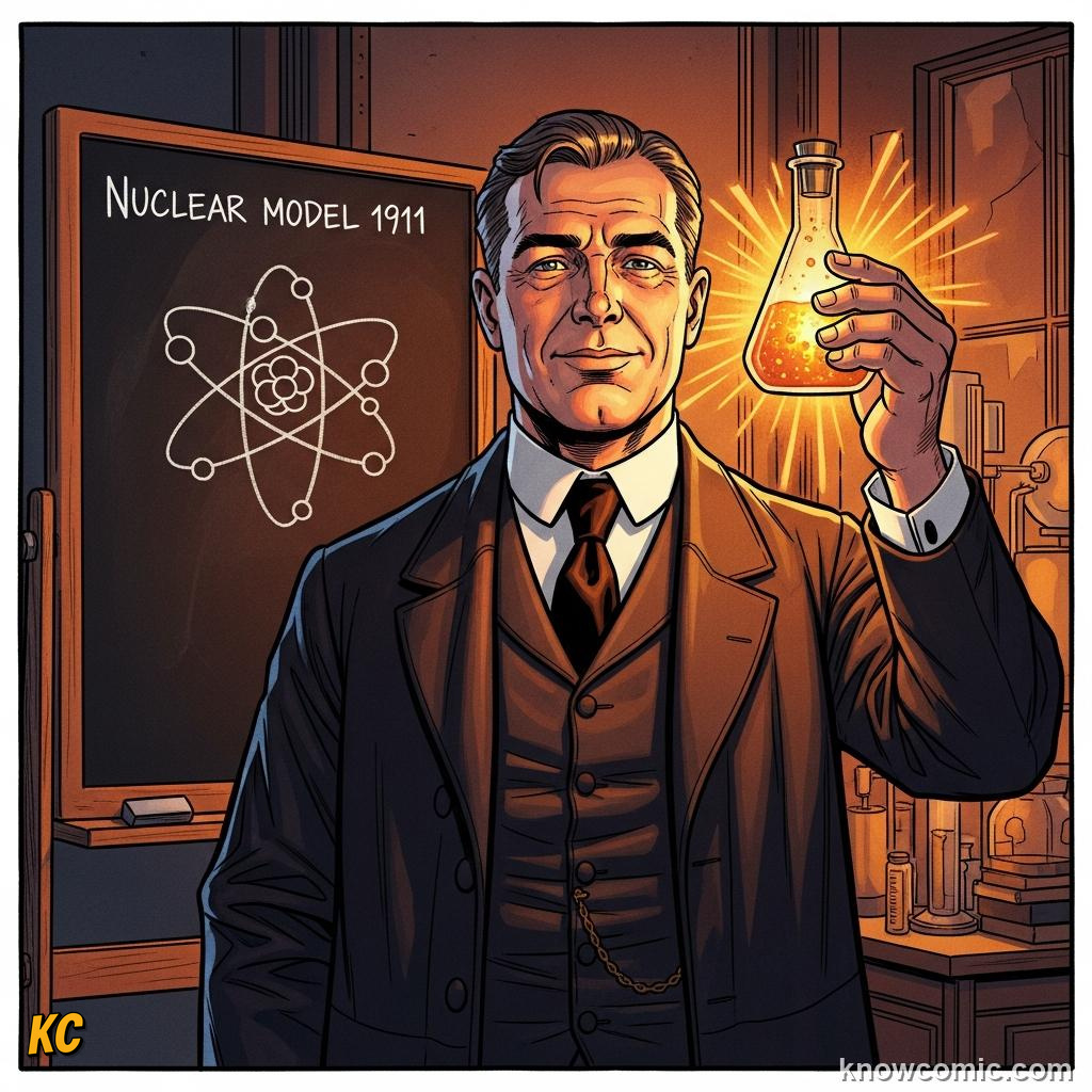 WHY RUTHERFORD'S MODEL MATTERS: comic illustration from Topic 03: The Nuclear Atom