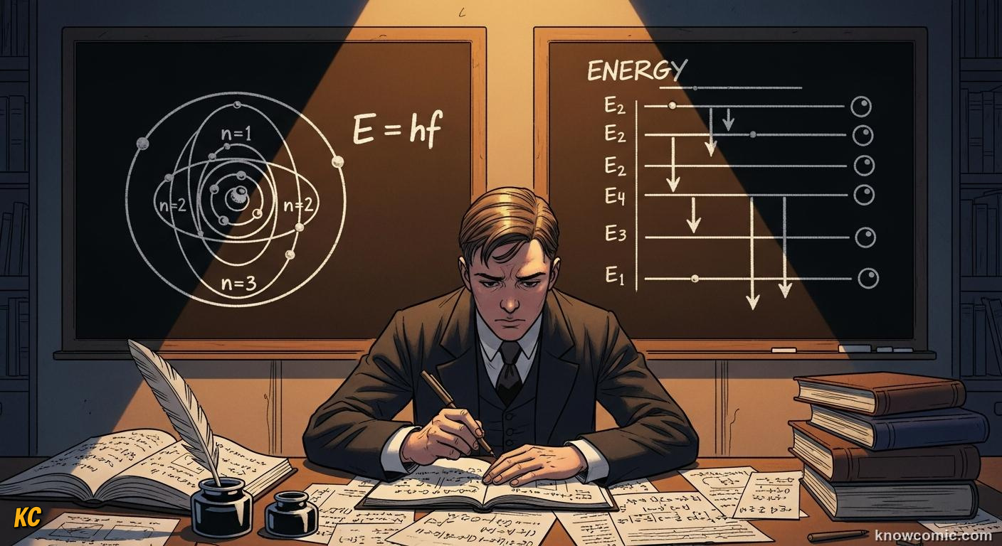 BOHR'S QUANTUM SHELLS, 1913: comic illustration from Topic 04: The Bohr Model